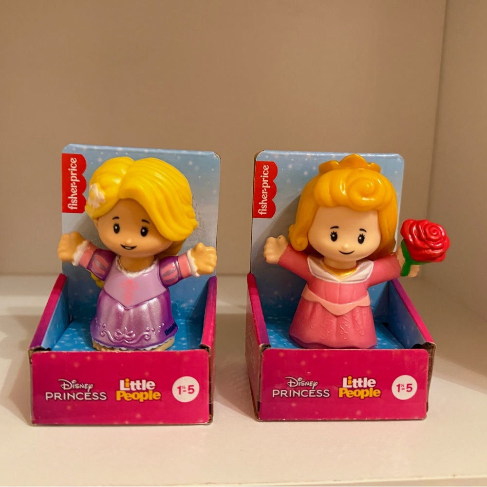 Fisher-Price Little People Disney Princess Rapunzel and Aurora Figures NIB